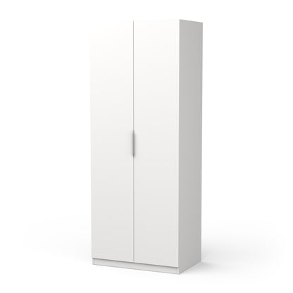 Chicago Matt White 2 Door 80cm Narrow Compact Wardrobe - FurniComp