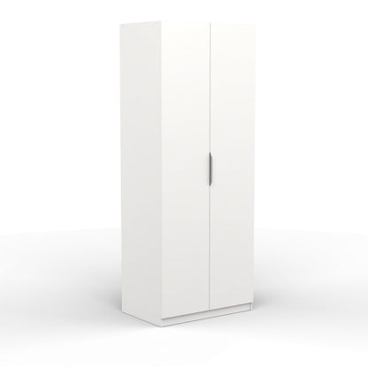 Chicago Matt White 2 Door 80cm Narrow Compact Wardrobe - FurniComp