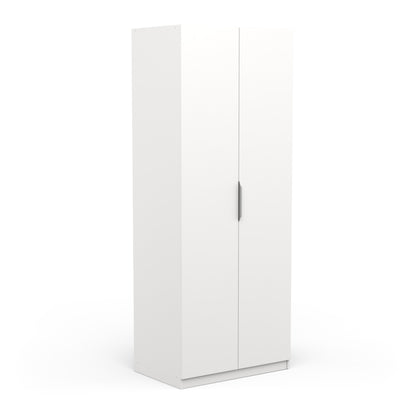 Chicago Matt White 2 Door 80cm Narrow Compact Wardrobe - FurniComp