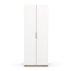 Chicago Matt White and Oak Effect 2 Door 80cm Narrow Compact Wardrobe - FurniComp