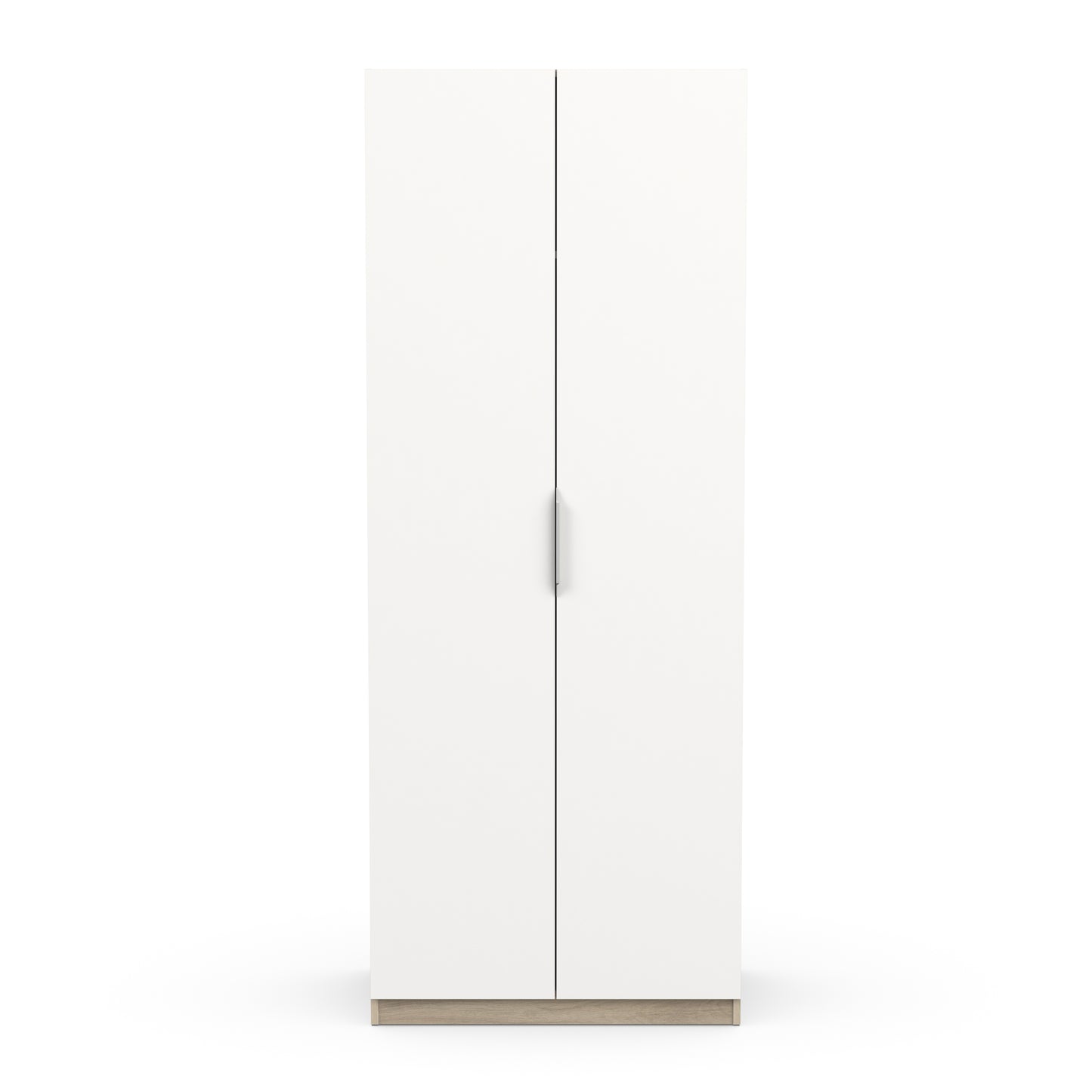 Chicago Matt White and Oak Effect 2 Door 80cm Narrow Compact Wardrobe - FurniComp