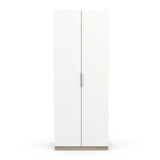 Chicago Matt White and Oak Effect 2 Door 80cm Narrow Compact Wardrobe - FurniComp