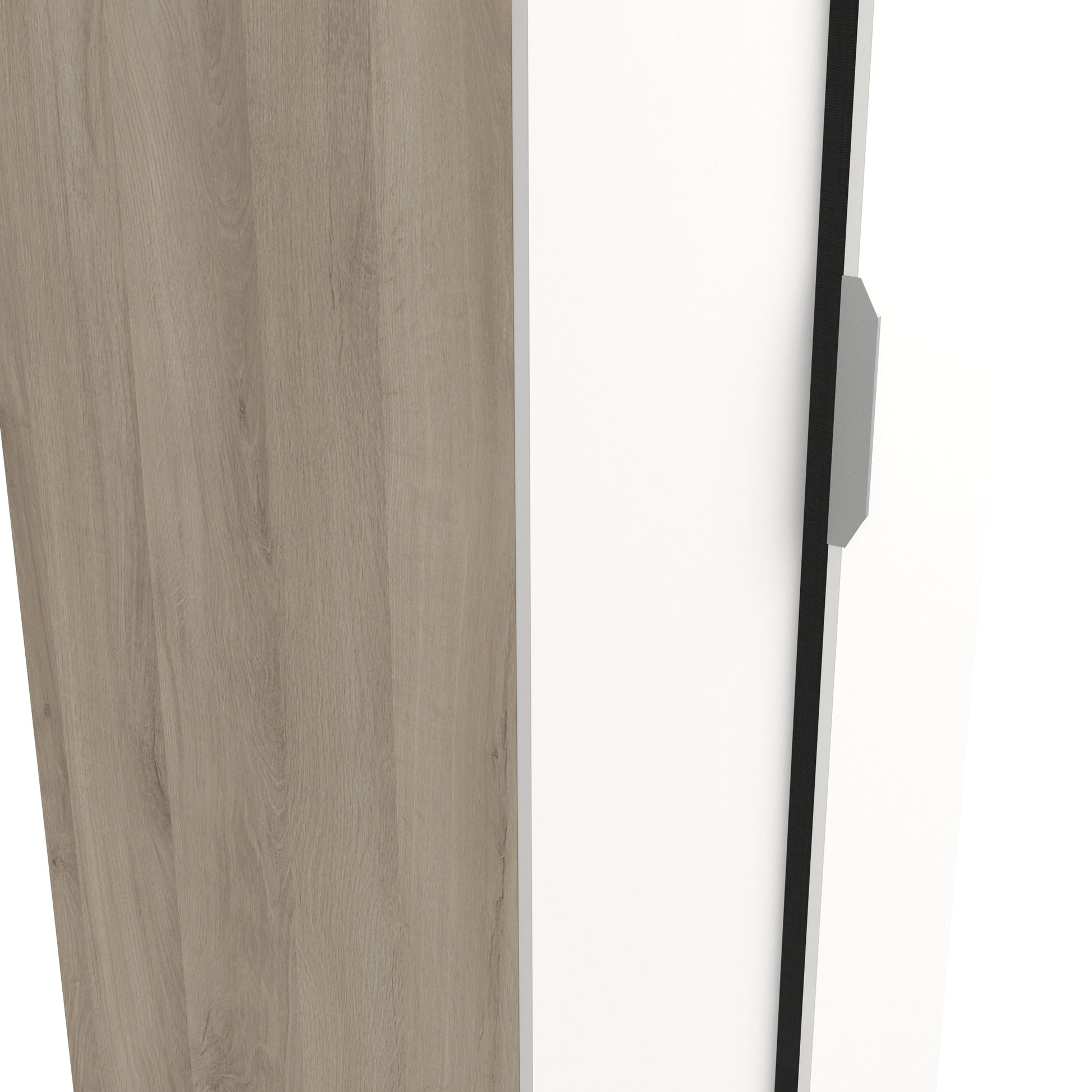 Chicago Matt White and Oak Effect 2 Door 80cm Narrow Compact Wardrobe - FurniComp