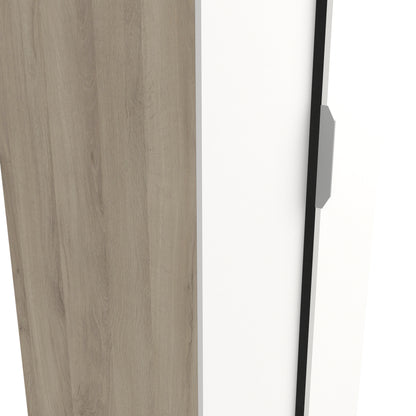 Chicago Matt White and Oak Effect 2 Door 80cm Narrow Compact Wardrobe - FurniComp