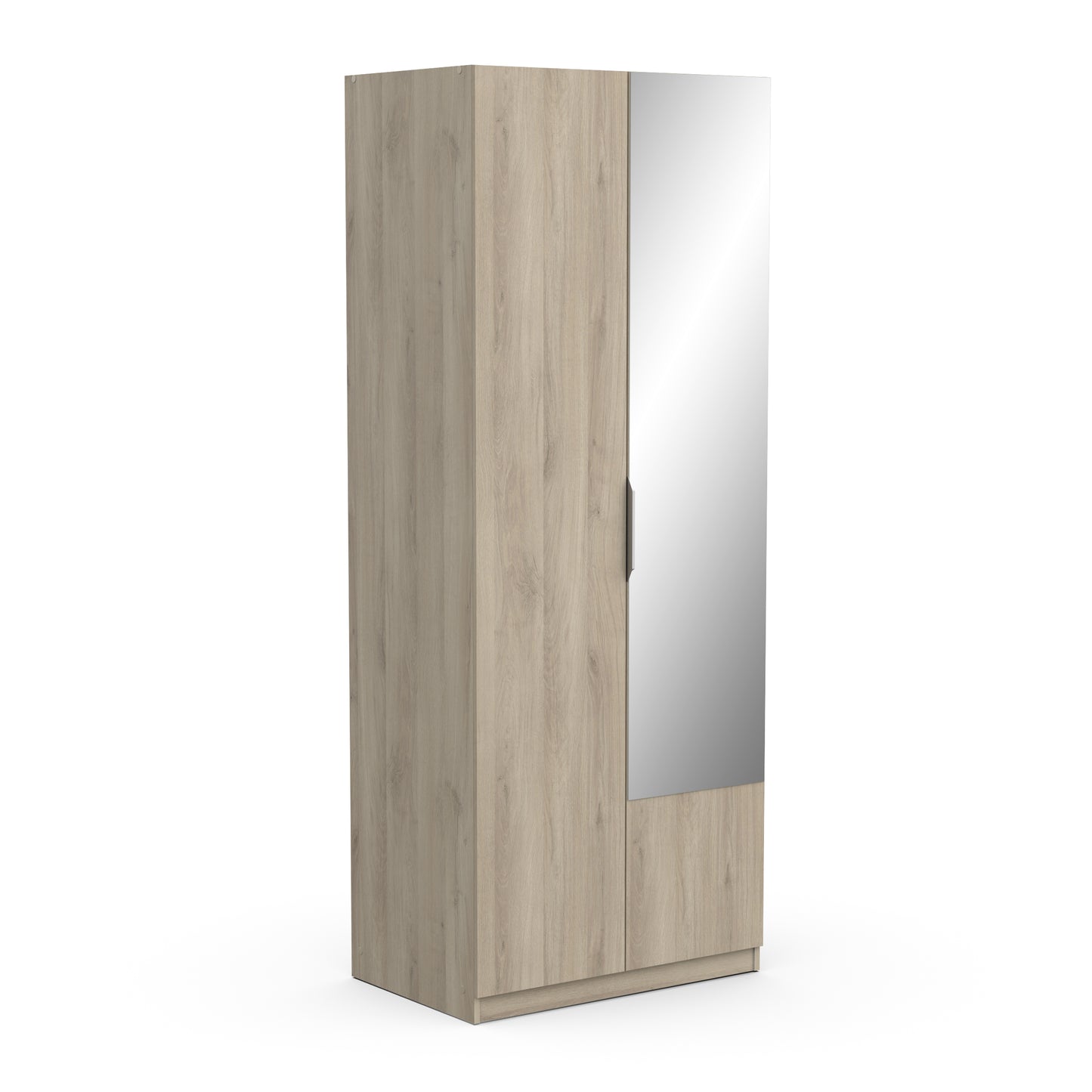 Chicago Oak Effect 2 Door 80cm Narrow Compact Mirrored Wardrobe - FurniComp