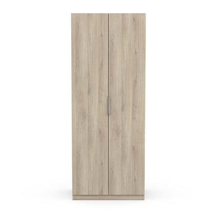 Chicago Oak Effect 2 Door 80cm Narrow Compact Wardrobe - FurniComp