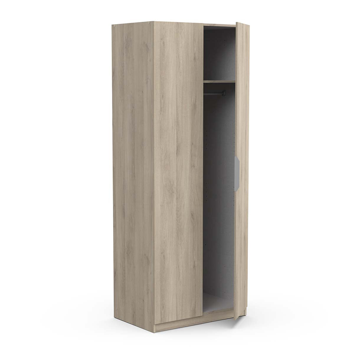 Chicago Oak Effect 2 Door 80cm Narrow Compact Wardrobe - FurniComp