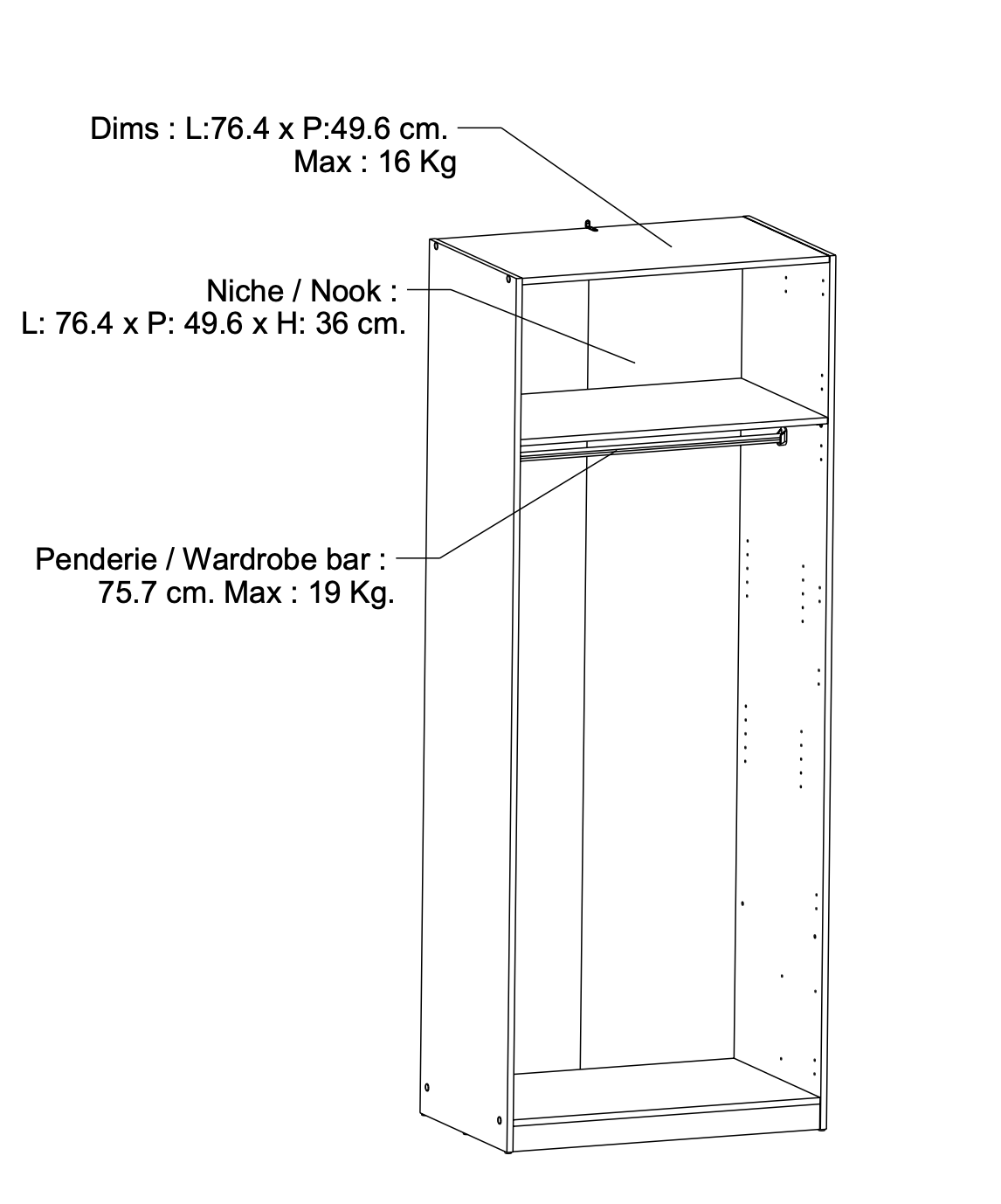 Chicago Oak Effect 2 Door 80cm Narrow Compact Mirrored Wardrobe - FurniComp
