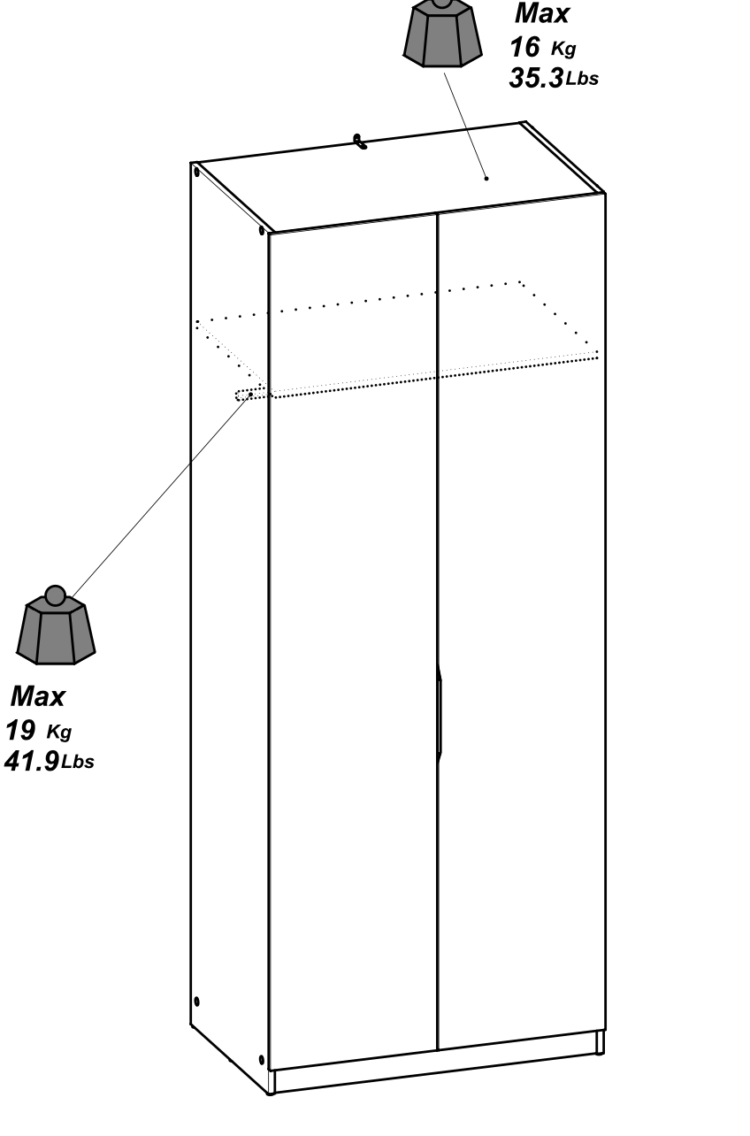 Chicago Matt White 2 Door 80cm Narrow Compact Mirrored Wardrobe - FurniComp