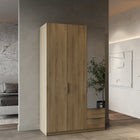 Chicago 3 Door 2 Drawer Oak Effect 120cm Mirrored Triple Wardrobe - FurniComp