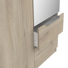 Chicago 3 Door 2 Drawer Oak Effect 120cm Mirrored Triple Wardrobe - FurniComp