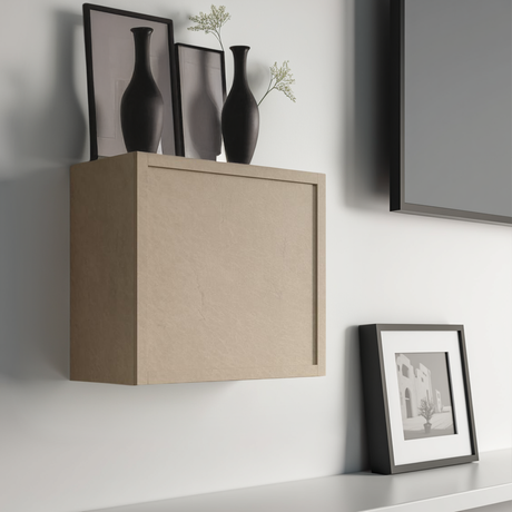 Combo 55cm Floating Wall Cube With Framed Door - Stone COM-81T-02 - FurniComp