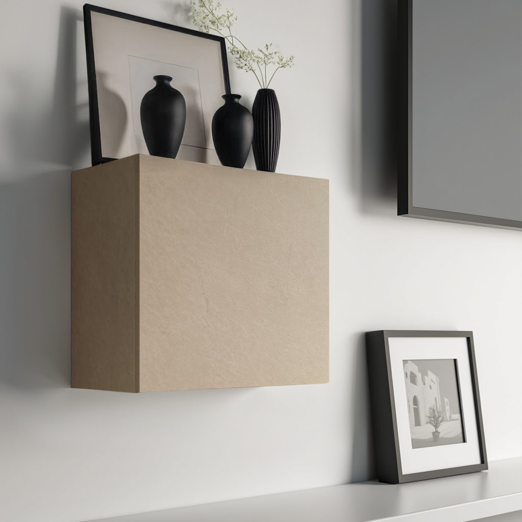 Combo 55cm Floating Wall Cube With Door - Stone COM-81-03 - FurniComp