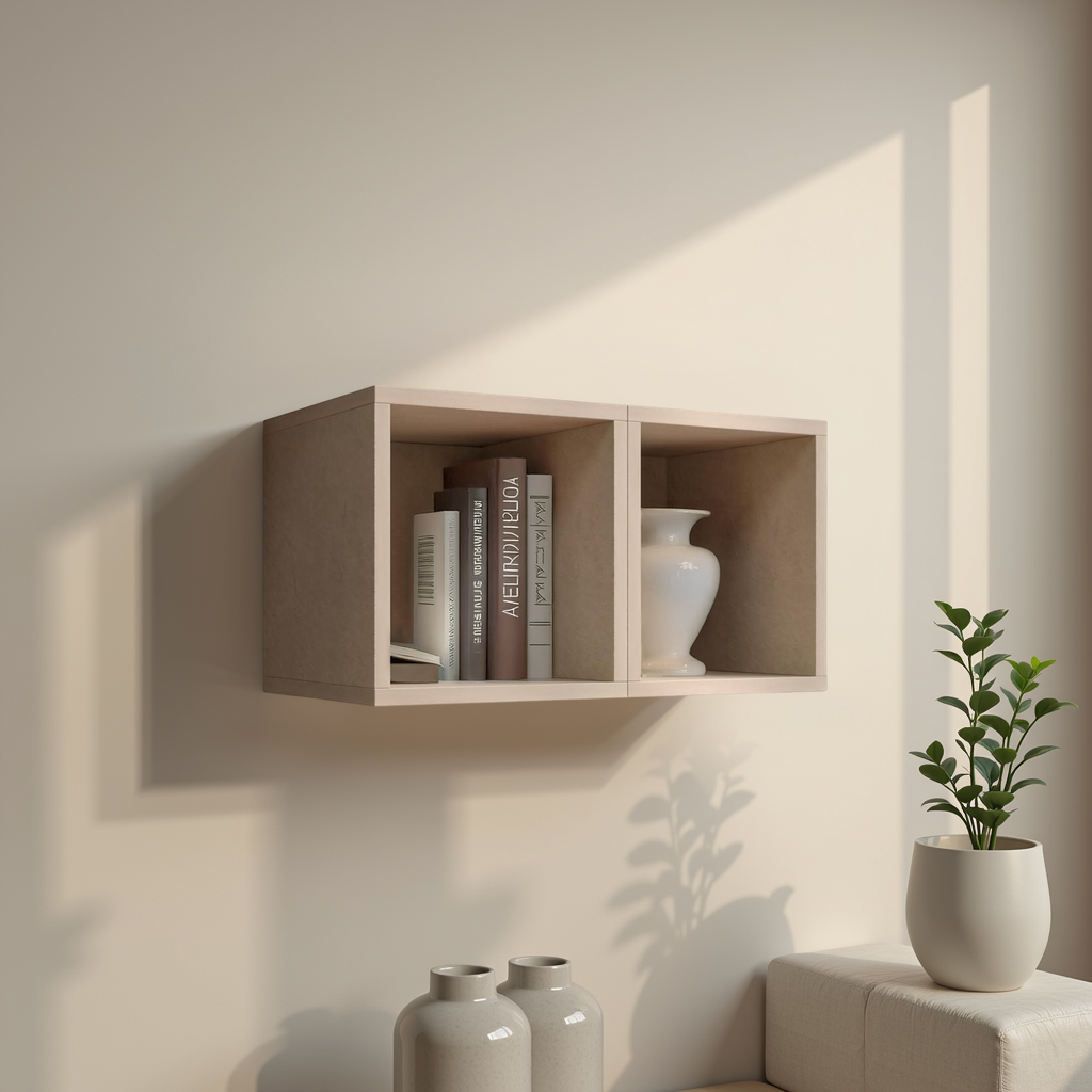 Combo 28cm Floating Wall Cube Set of 2 - Stone COM-311-03 - FurniComp