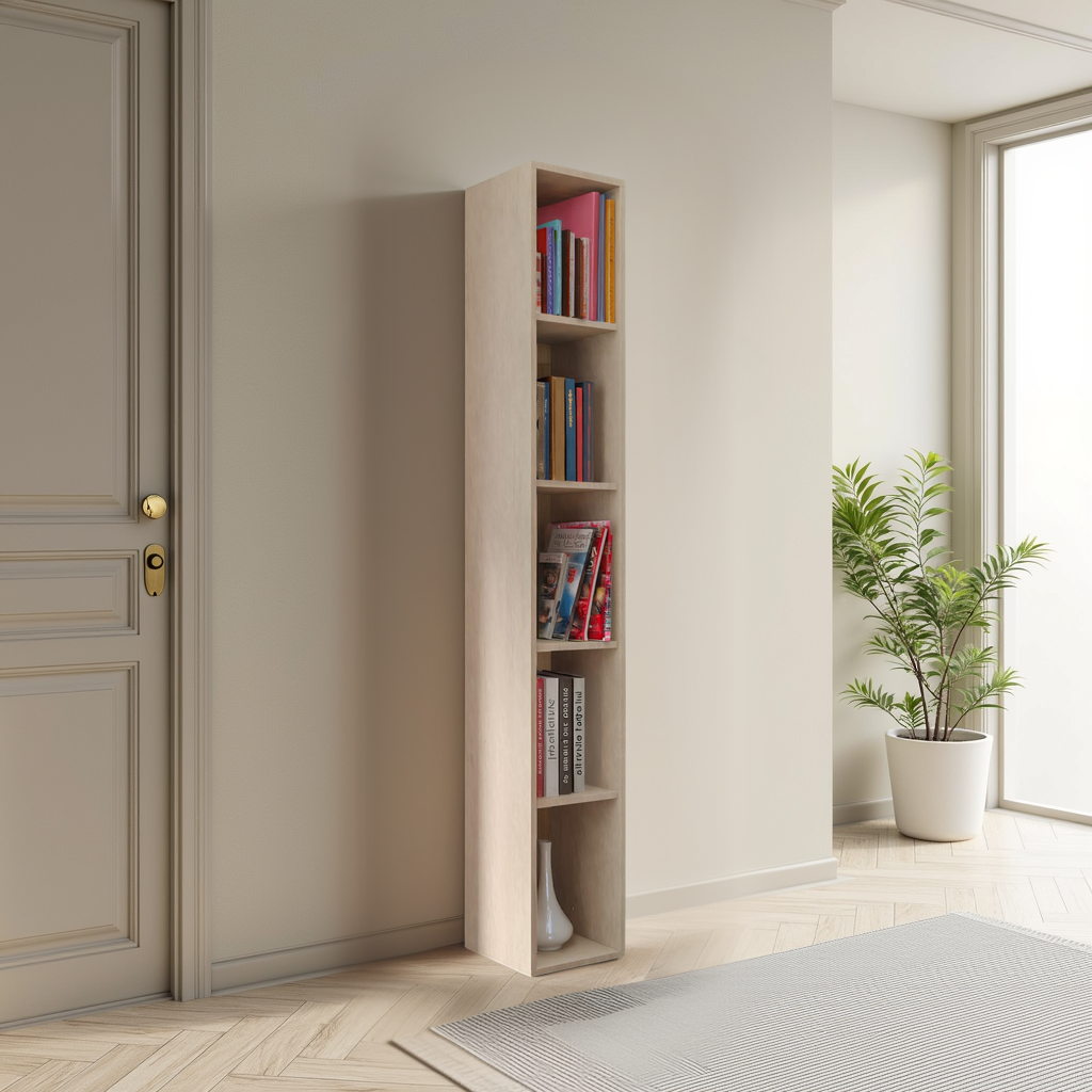 Combo 28cm Tall Narrow Bookcase - Stone COM-45-03 - FurniComp