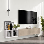 Combo 194cm Floating Wall Hung TV Entertainment Unit – Stone & White Gloss - FurniComp