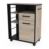Cole Kitchen Pantry Storage Trolley - Kronberg Oak & Black - FurniComp