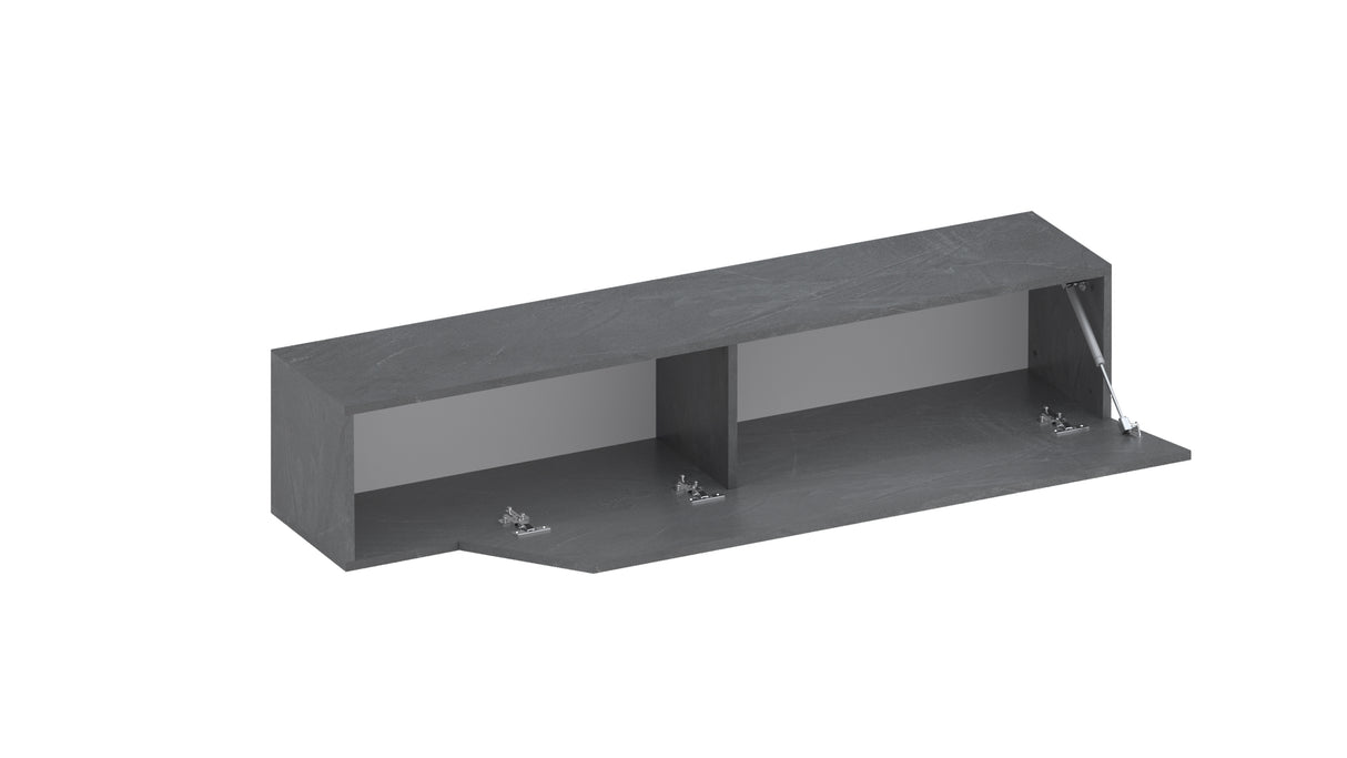 Combo 138cm Floating Wall Hung TV Unit with Shaped Door - Lead Grey COM-26-08 - FurniComp