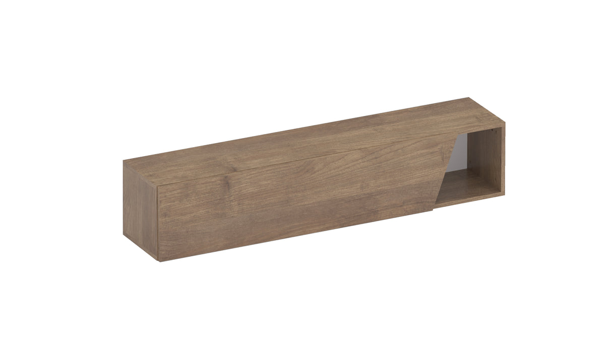 Combo 138cm Floating Wall Hung TV Unit with Shaped Door - Mercure Oak COM-26-02 - FurniComp