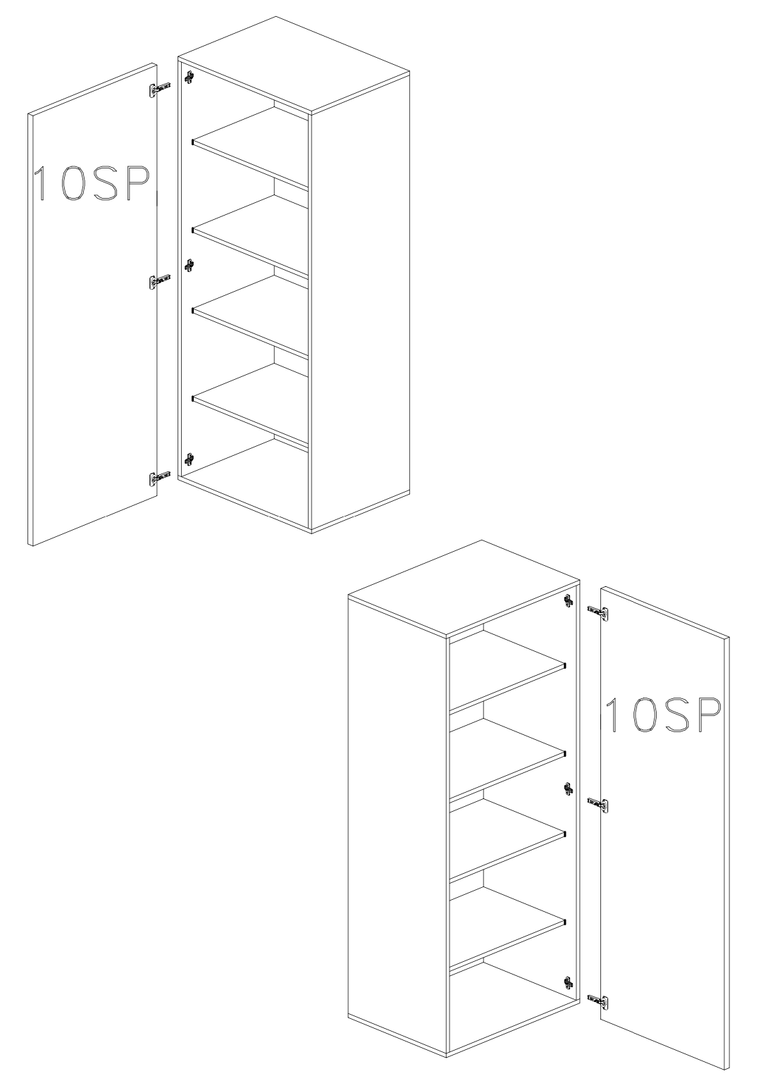 Combo 28cm Slim Multipurpose Storage Cupboard - White Gloss COM-10-01 - FurniComp