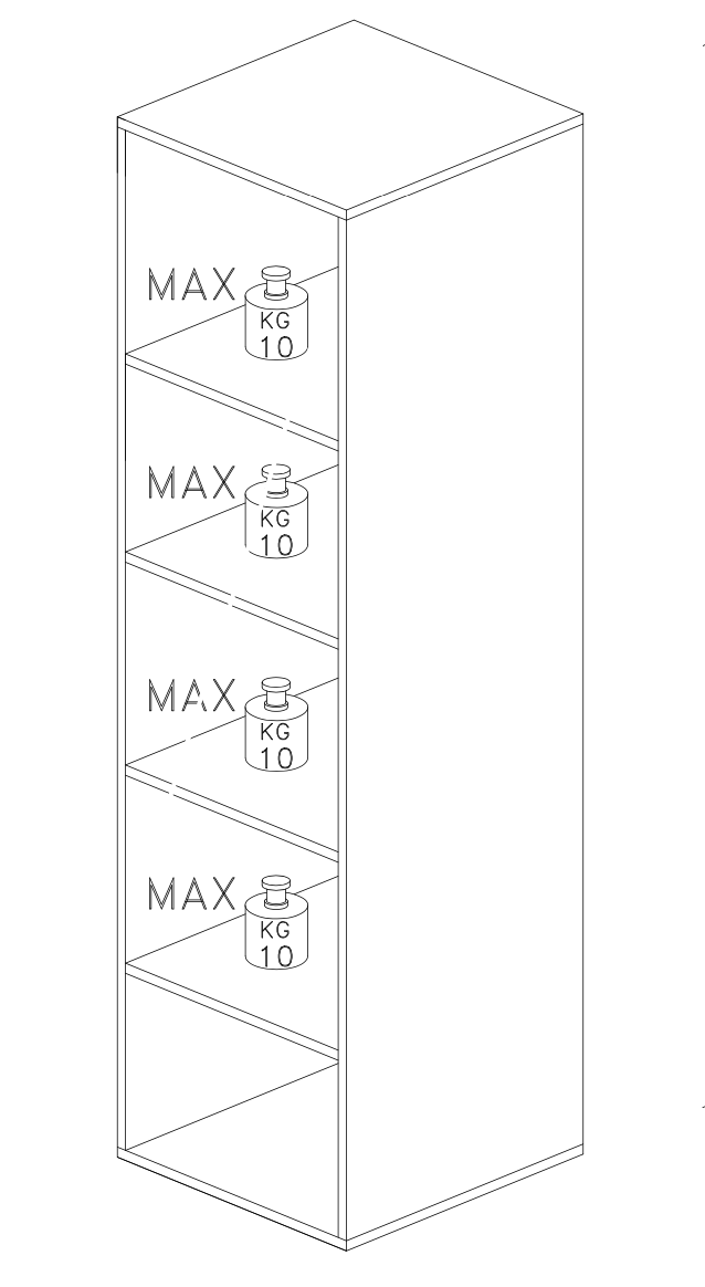Combo 28cm Tall Narrow Bookcase - White Gloss COM-45-01 - FurniComp