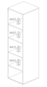 Combo 28cm Tall Narrow Bookcase - White Gloss COM-45-01 - FurniComp