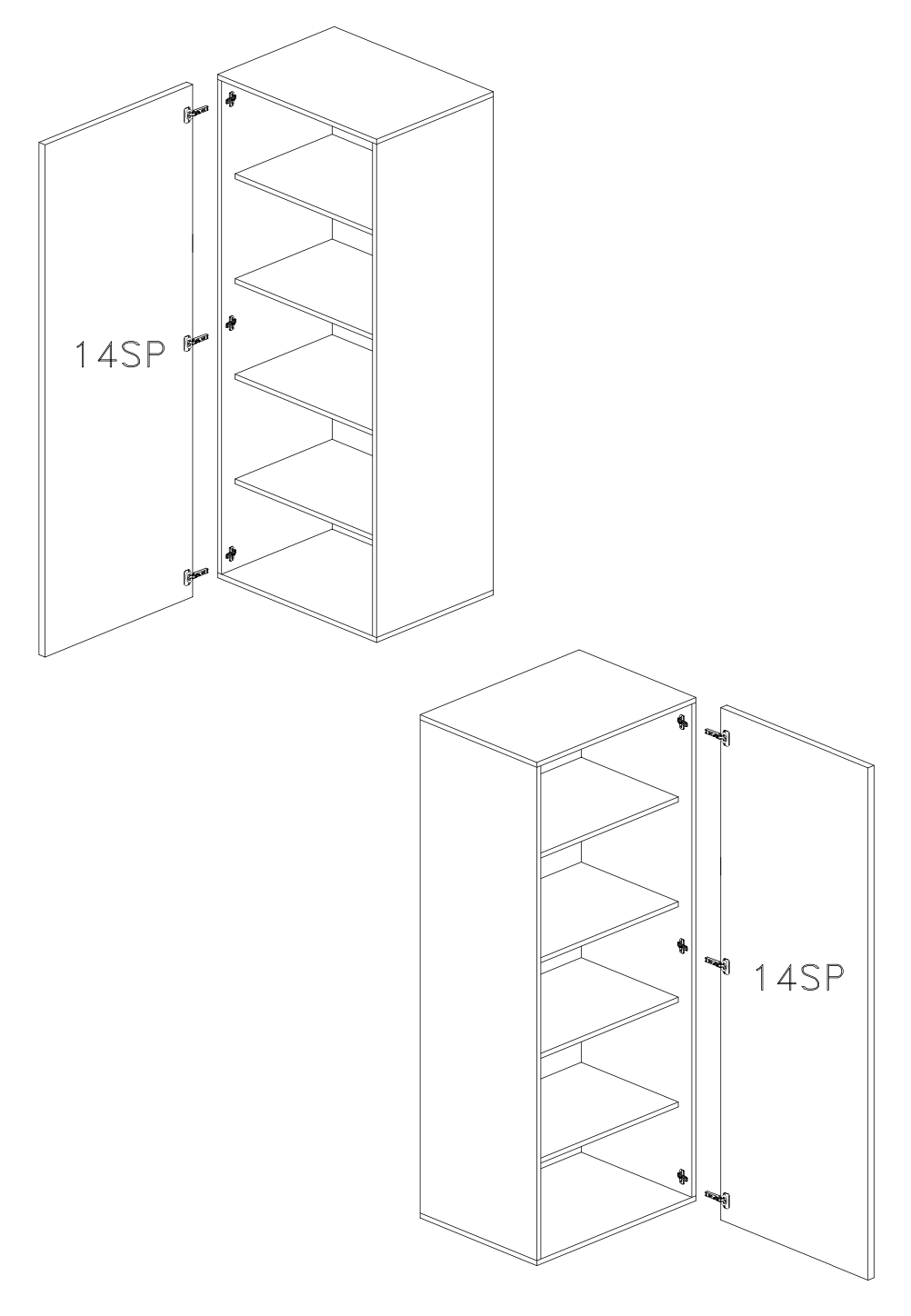 Combo 54cm Tall Multipurpose Framed Storage Cupboard with Shelves- Mercure Oak COM-14T-01 - FurniComp
