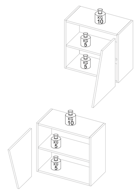 Combo 55cm Floating Wall Cube With Shaped Door - Cashmere COM-18-10 - FurniComp