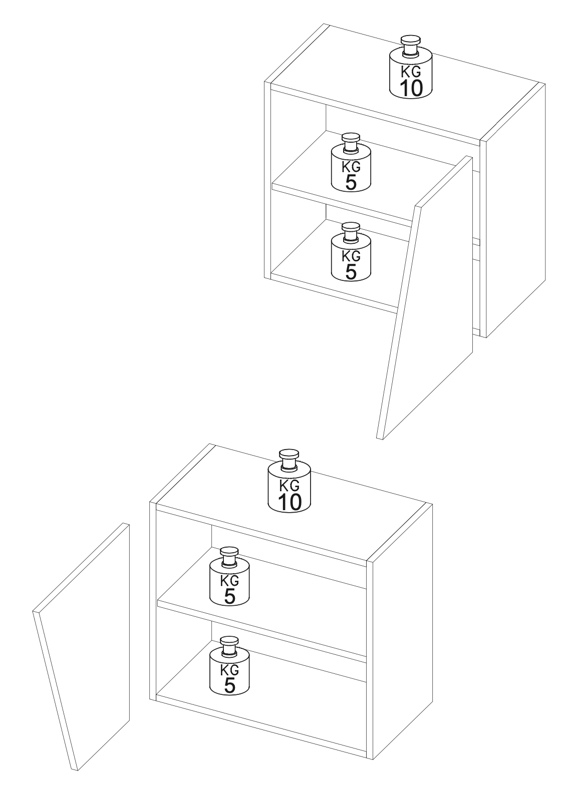 Combo 55cm Floating Wall Cube With Shaped Door - White Gloss COM-18-01 - FurniComp