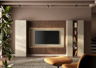 Combo Large Media Wall Entertainment Unit with Storage - Cashmere, Mercure Oak & Stone COM- 900227-AGCHMR - FurniComp