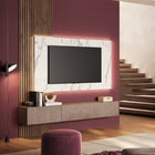 Combo Media Wall Entertainment Unit - Bronze, Mercure Oak & White Marble Effect COM- 900279-BRMBMR - FurniComp