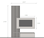 Combo Media Wall Entertainment Unit - Cadiz Oak, Cashmere & Travertine Stone COM- 900276-CHKTR - FurniComp