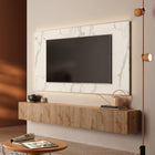 Combo Media Wall Entertainment Unit - Cadiz Oak & White Marble Effect COM- 900277-KMB - FurniComp
