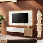 Combo Media Wall Entertainment Unit - White Gloss, Cadiz Oak & White Marble Effect COM- 900275-BIKMB - FurniComp
