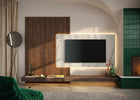 Combo Media Wall Entertainment Unit - White Marble, Mercure Oak & Bronze COM- 900224-BRMBMR - FurniComp