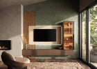 Combo Media Wall Entertainment Unit with Glass Display Cabinets - Bronze, Cadiz Oak & Cashmere COM- 900231-BRCHK - FurniComp