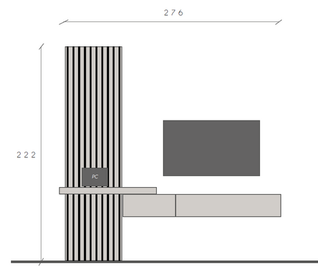 Combo Media Wall Entertainment Unit with Storage - Cashmere & Cadiz Oak COM- 900271-CHK - FurniComp