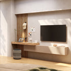 Combo Media Wall Entertainment Unit with Storage - Cashmere & Cadiz Oak COM- 900271-CHK - FurniComp