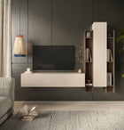 Combo Media Wall Entertainment Unit with Storage - Cashmere & Mercure Oak COM- 900157-CHMR - FurniComp