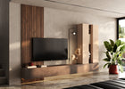 Combo Media Wall Entertainment Unit with Storage - Cashmere, Mercure Oak & Bronze COM- 900228-BRCHMR - FurniComp