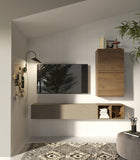 Combo Media Wall Entertainment Unit with Storage - Stone & Mercure Oak COM- 900047-AGMR - FurniComp