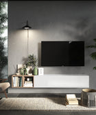Combo Media Wall Entertainment Unit with Storage – White Gloss & Cadiz Oak COM- 900049-BIK - FurniComp