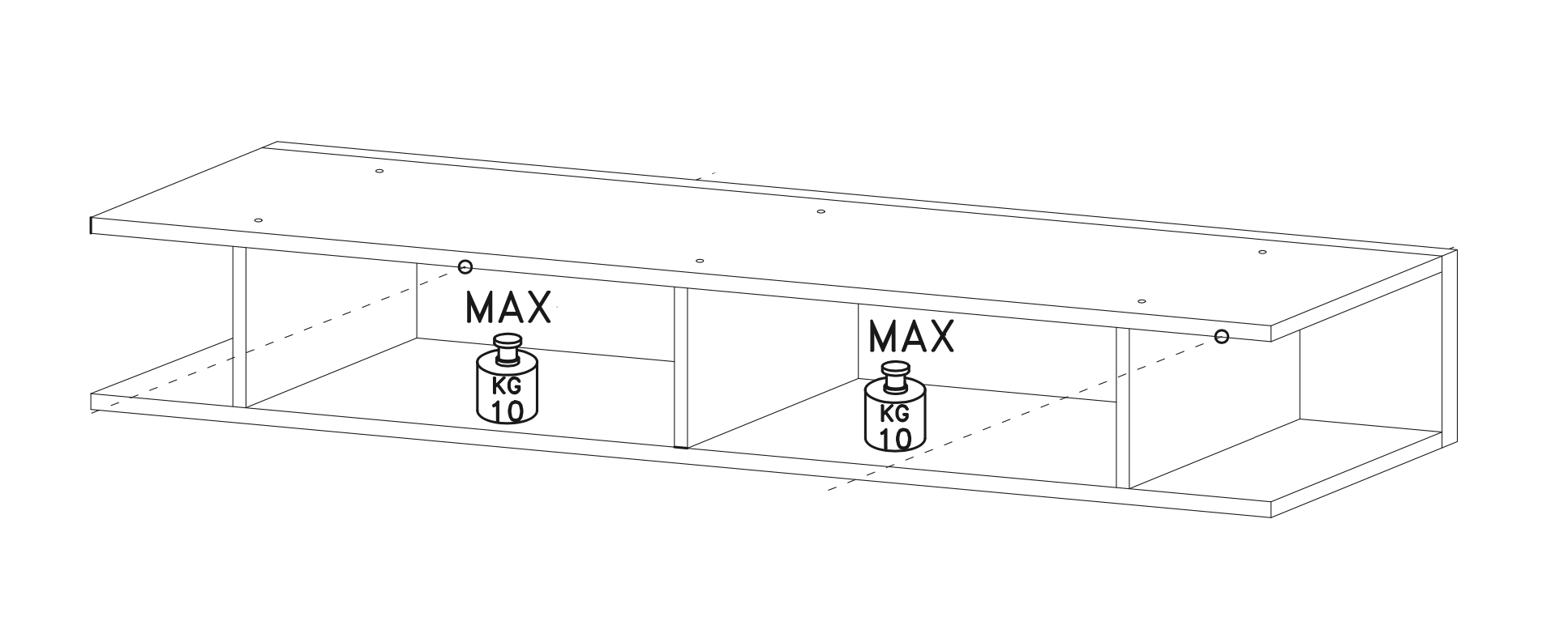 Combo 138cm Floating Wall Hung TV Shelf - White Gloss COM-43-01 - FurniComp