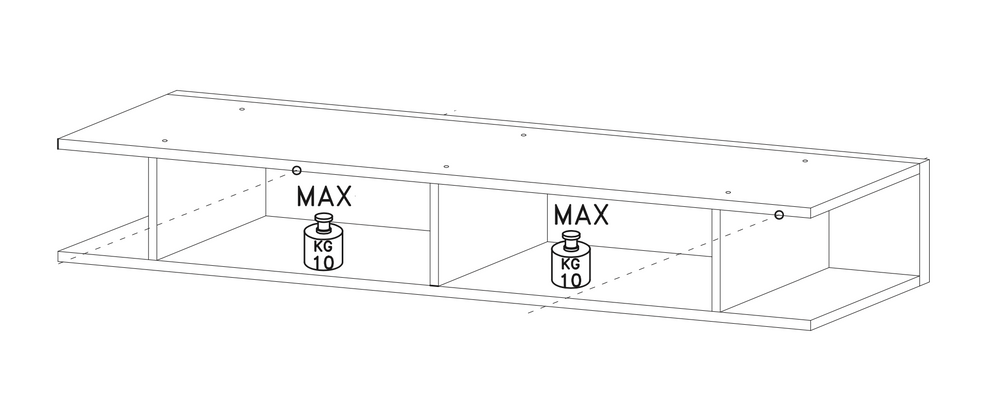 Combo 138cm Floating Wall Hung TV Shelf - White Gloss COM-43-01 - FurniComp