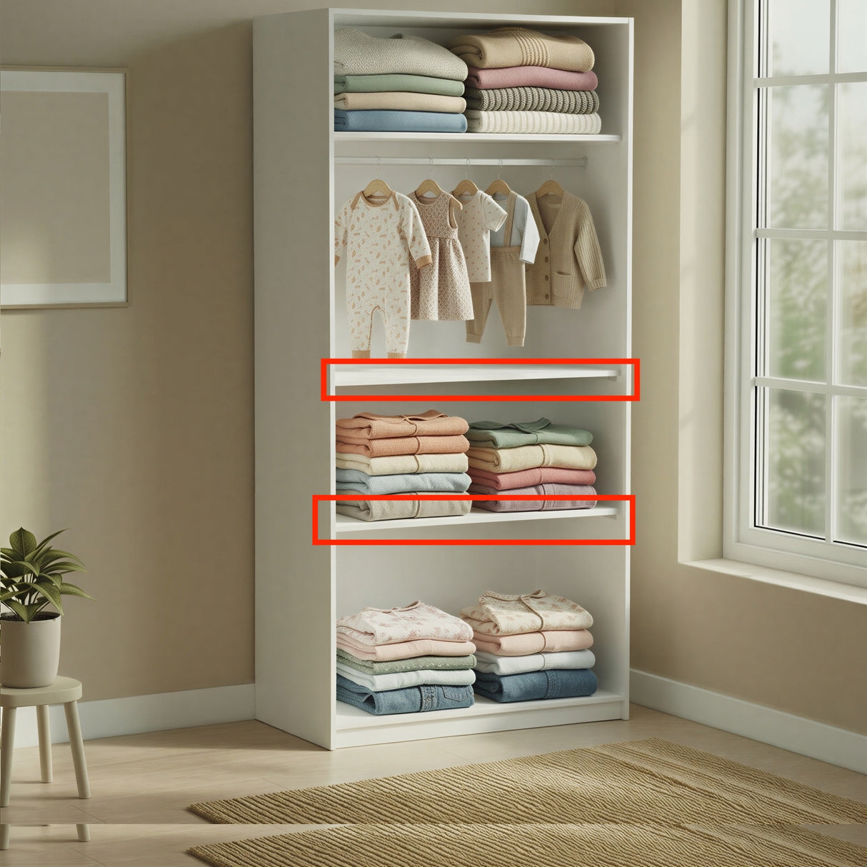 Connect 100cm Set of Two 2 Shelves for 2 Door Wardrobe CON-2DR-WEXS - FurniComp