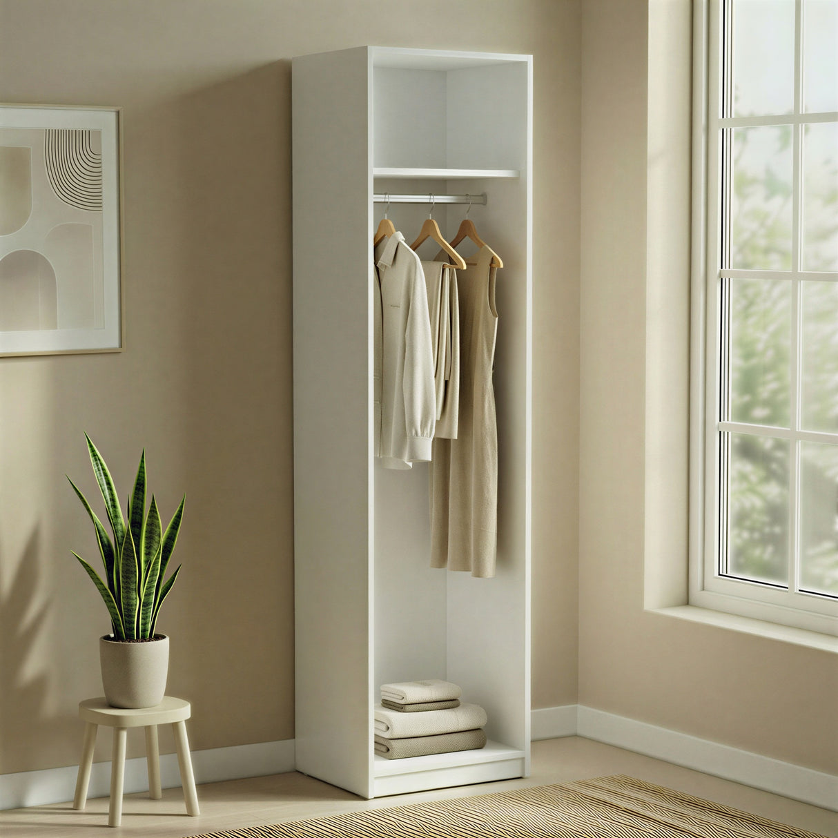 Connect Modular 1 Door White Carcass 50x55x224cm CON-1DR-CW - FurniComp