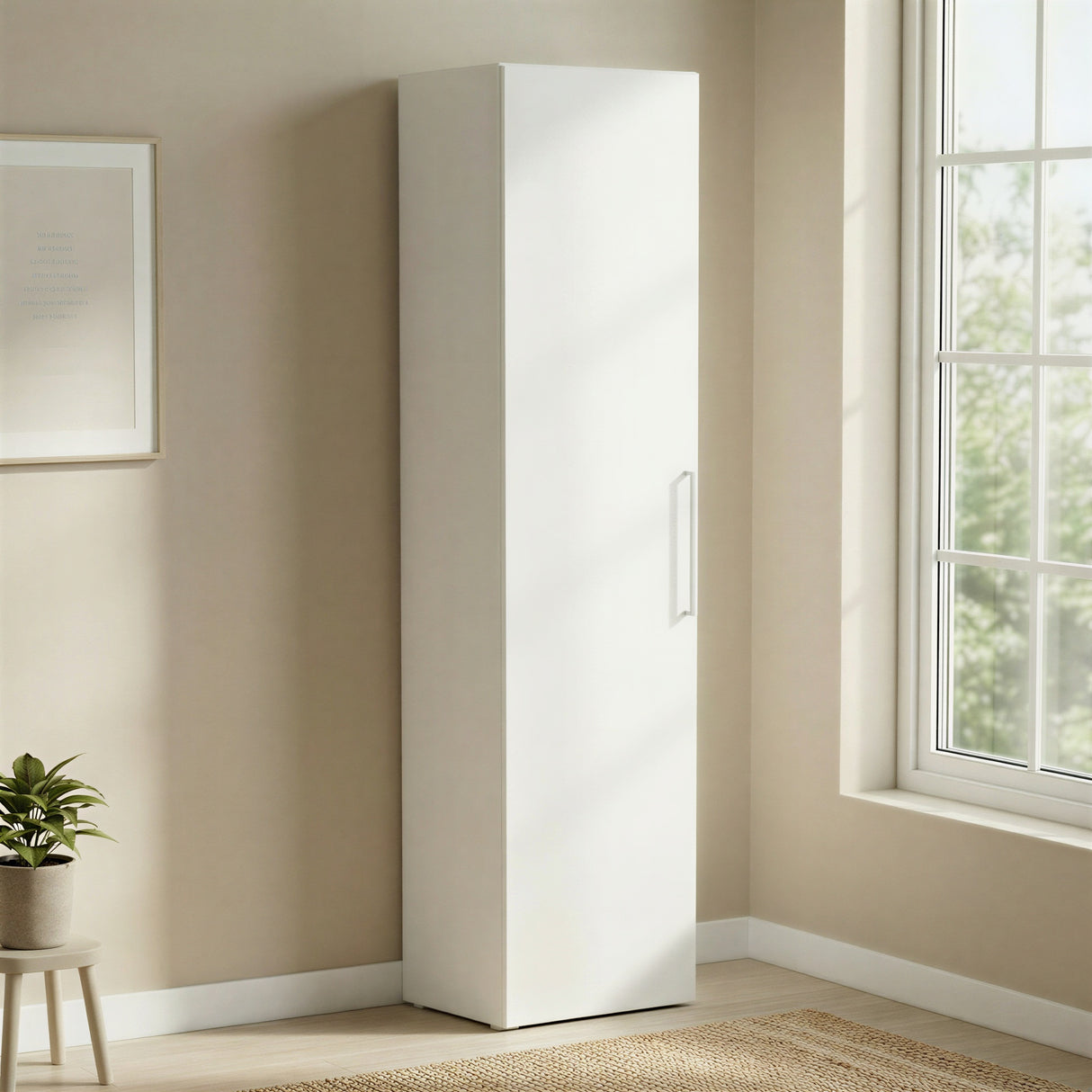 Connect Modular 1 Door White Wardrobe 50x55x224cm CON-1DR-W - FurniComp