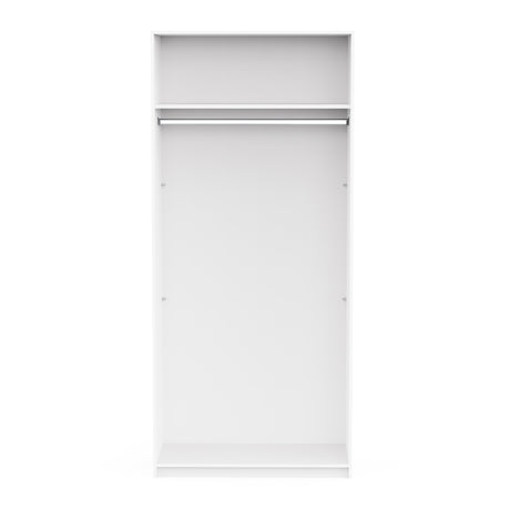 Connect Modular 2 Door White and Oak Wardrobe with Mirrored Door 100x55x224cm CON-2DR-R1M - FurniComp