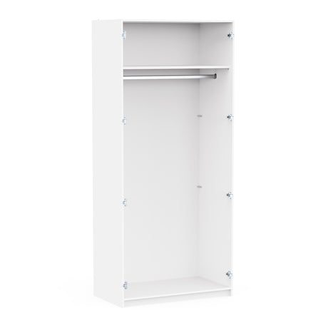 Connect Modular 2 Door White Wardrobe with Mirrored Door 100x55x224cm CON-2DR-W1M - FurniComp