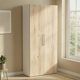 Connect Modular 2 Door White and Oak Wardrobe 100x55x224cm CON-2DR-R - FurniComp